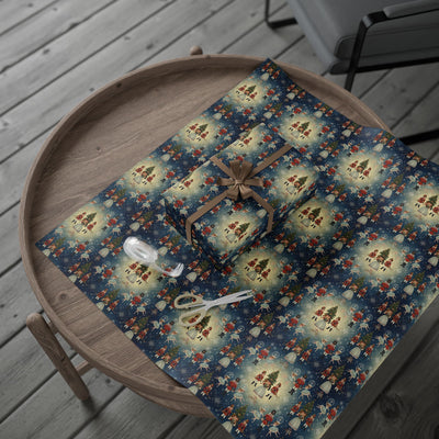 Wrapping Paper - Eco Friendly Christmas Nutcracker Gift Wrap displayed on a table with scissors and a gift.